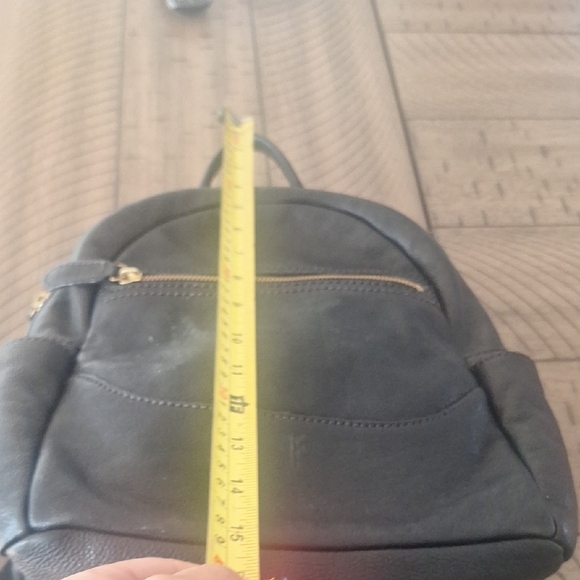 Frye Dark Leather Backpack with Gold Zipper - Picture 7 of 10